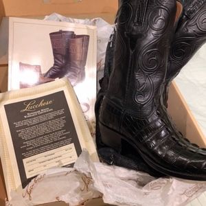 Men's Lucchese Black Lizard & Goatskin boots